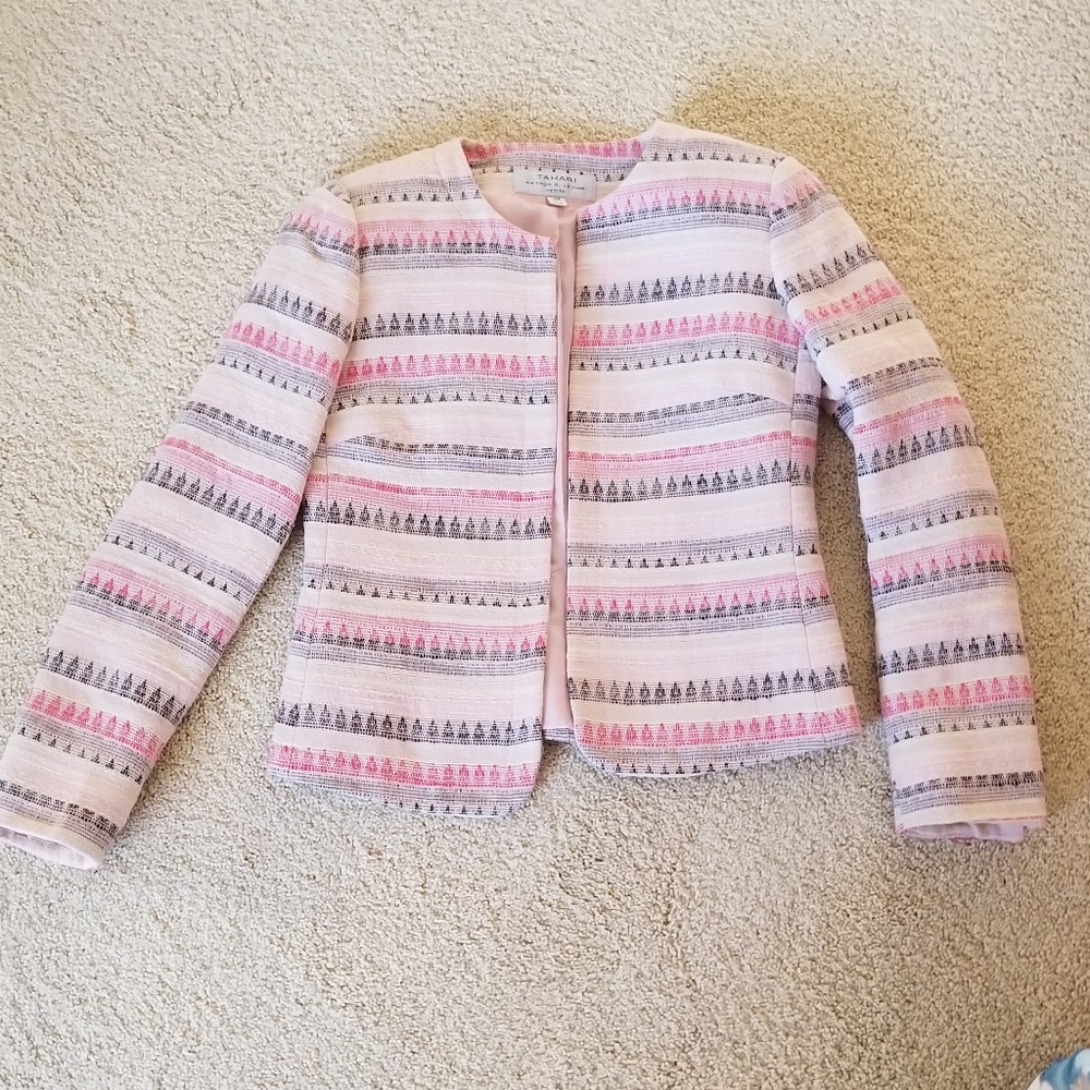 Tahari Round Neck Multi Color Jacket